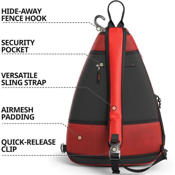 Athletico Sling Bag - Crossbody Backpack for Pickleball, Tennis, Racketball - Picture 3 of 7